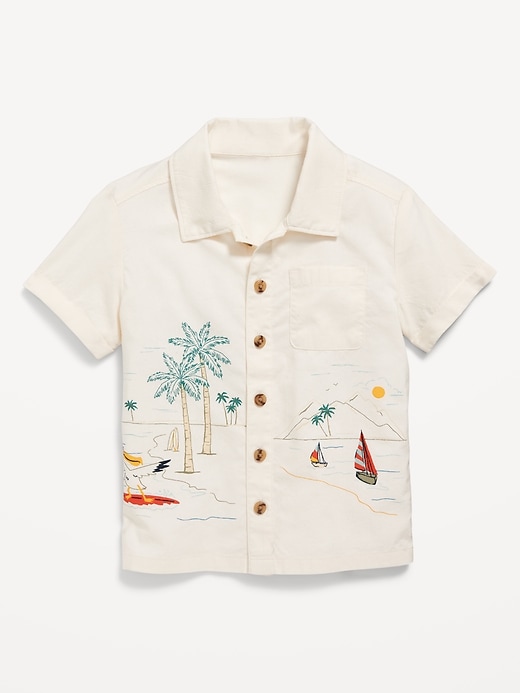 View large product image 1 of 2. Short-Sleeve Graphic Pocket Shirt for Toddler Boys