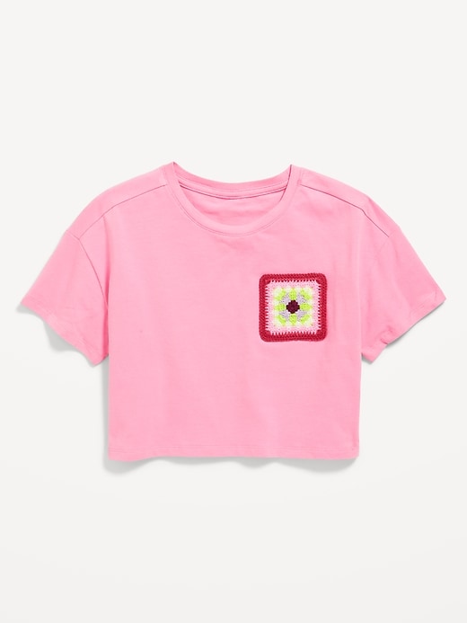 View large product image 1 of 1. Oversized Embroidered Graphic T-Shirt for Girls