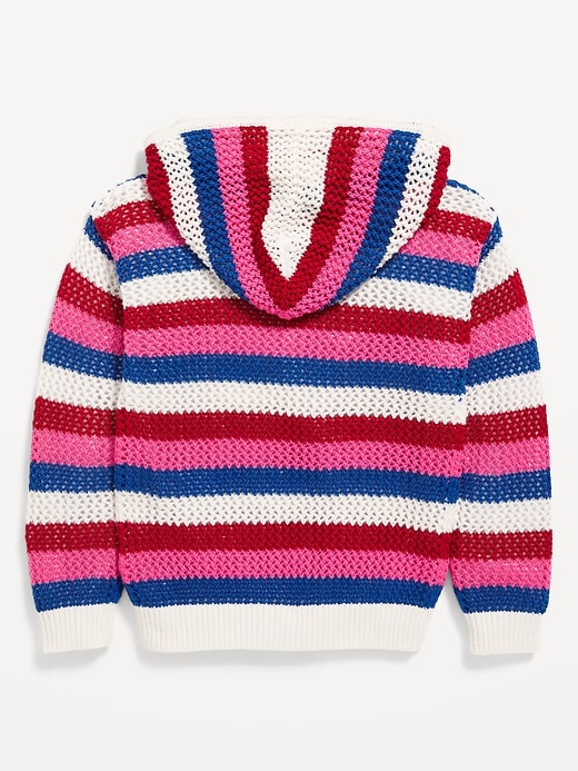 View large product image 2 of 2. Crochet-Knit Pullover Hoodie for Toddler Girls