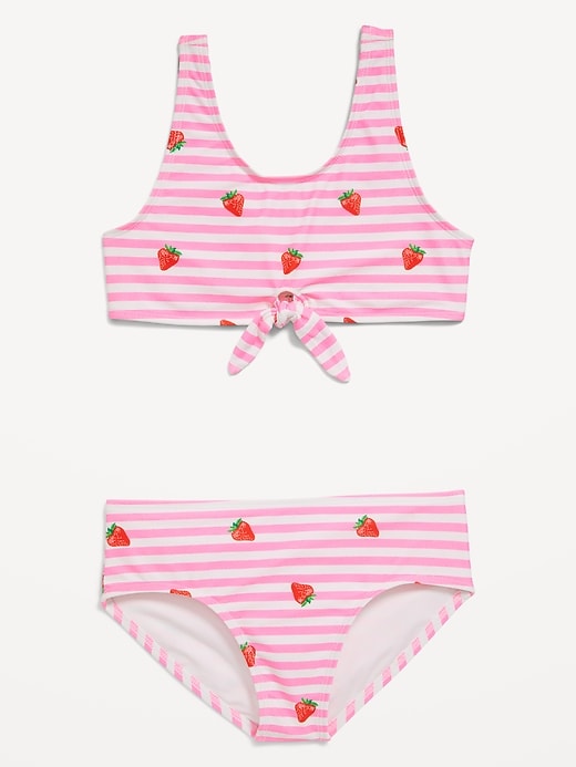 View large product image 1 of 3. Printed Tie-Front Bikini Swim Set for Girls