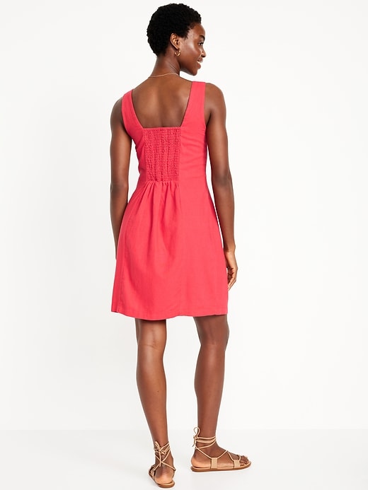Image number 2 showing, Sleeveless Linen-Blend Mini Dress