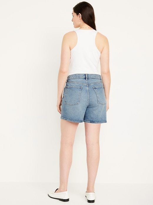 Image number 6 showing, High-Waisted Baggy Jean Shorts -- 5-inch inseam