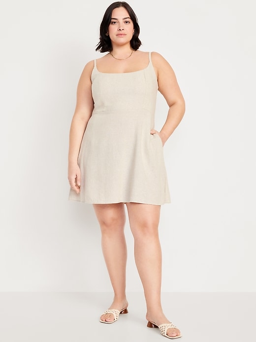 Image number 6 showing, Fit & Flare Linen-Blend Mini Dress