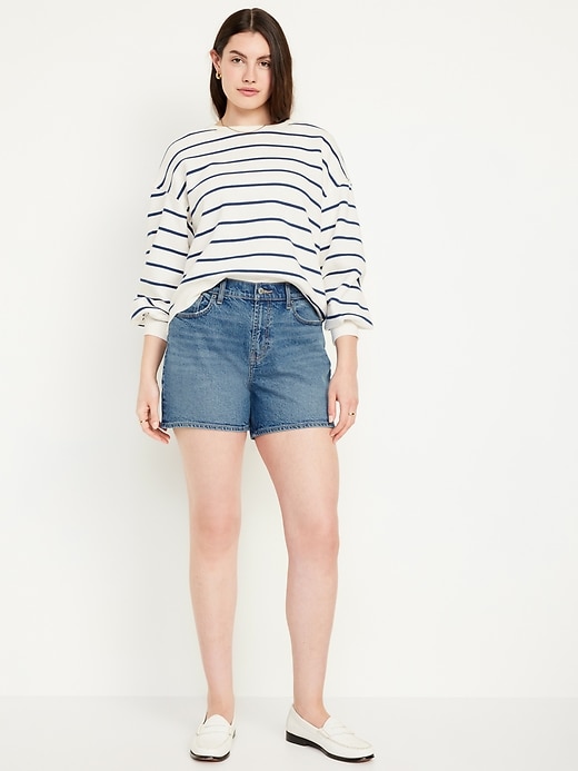 Image number 5 showing, High-Waisted Baggy Dad Jean Shorts -- 5-inch inseam