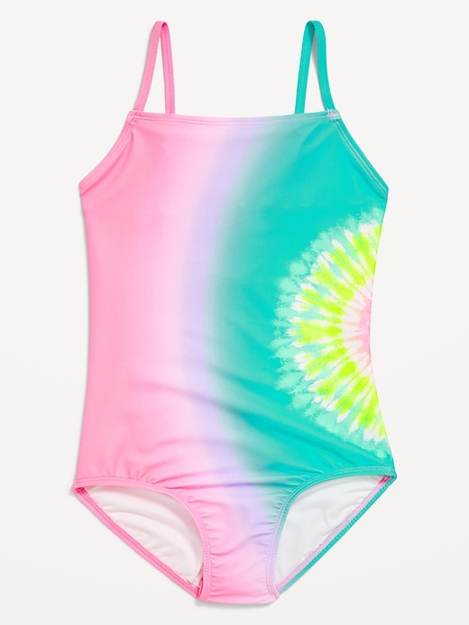 View large product image 1 of 2. Printed Back-Cutout One-Piece Swimsuit for Girls