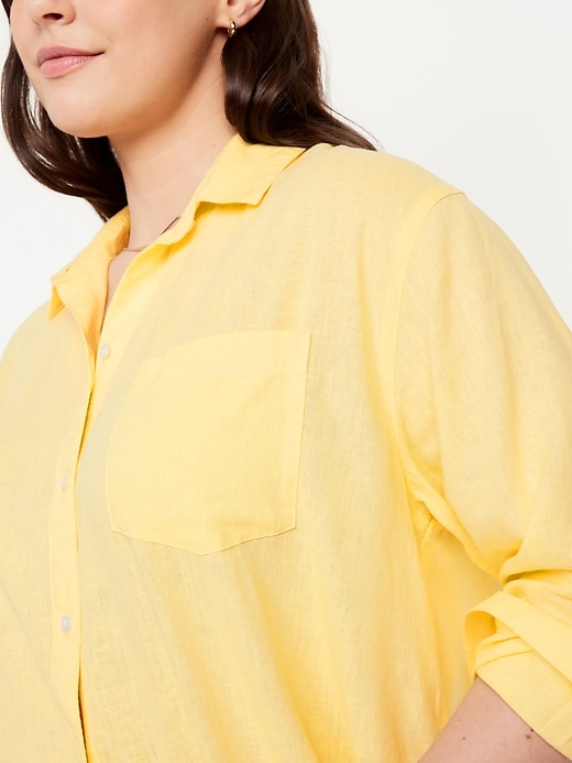 Image number 4 showing, Linen-Blend Button-Down Boyfriend Shirt
