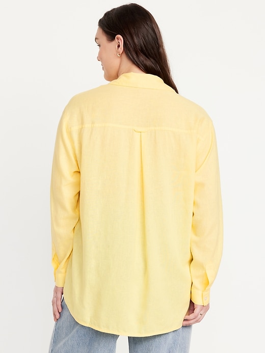 Image number 6 showing, Linen-Blend Button-Down Boyfriend Shirt