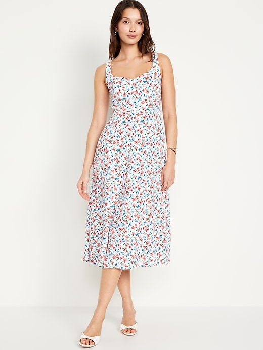 Image number 1 showing, Fit & Flare Linen-Blend Midi Dress