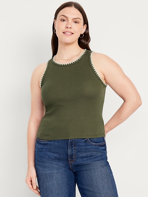 Image number 5 showing, High-Neck Crop Tank Top