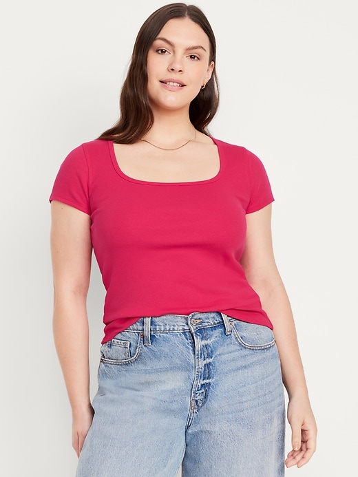 Image number 5 showing, Fitted Square-Neck T-Shirt