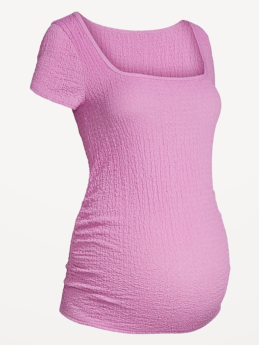 Image number 2 showing, Maternity Short Sleeve Crinkle Gauze Top