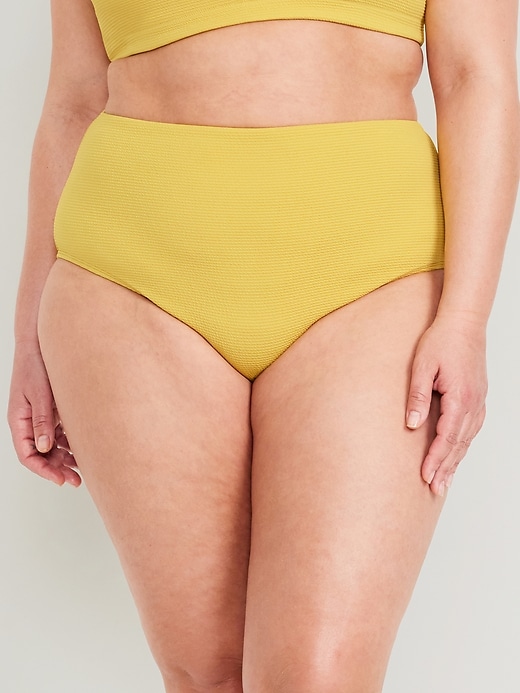 Image number 7 showing, High-Waisted French-Cut Puckered Bikini Swim Bottoms