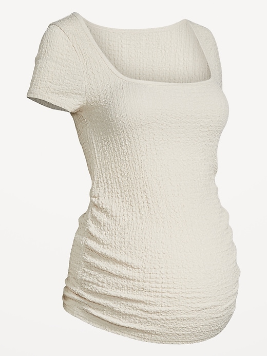 Image number 4 showing, Maternity Short Sleeve Crinkle Gauze Top