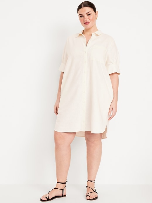 Image number 6 showing, Linen-Blend Shirt Dress