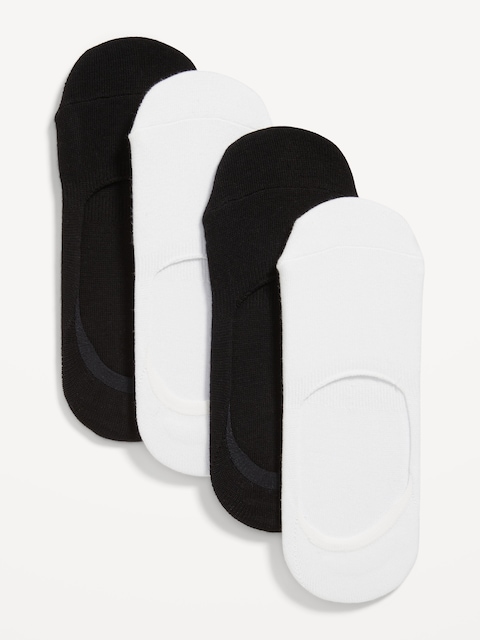 4-Pack No Show Socks - Black/White