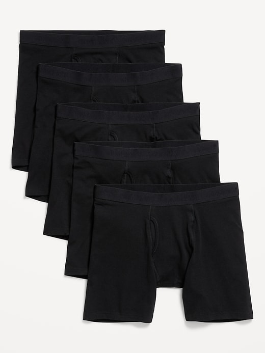 View large product image 1 of 1. 5-Pack Soft-Washed Boxer Briefs -- 6.25-inch inseam
