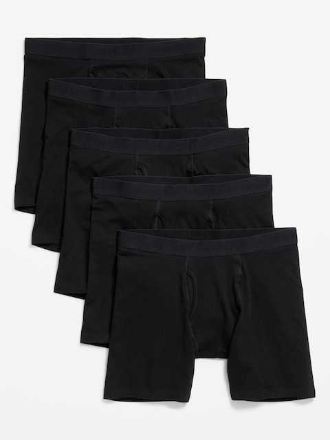 5-Pack Soft-Washed Boxer Briefs -- 6.25-inch inseam - Black Jack