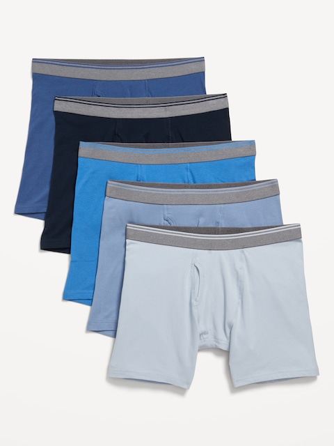 5-Pack Soft-Washed Boxer Briefs -- 6.25-inch inseam - Multi Blue