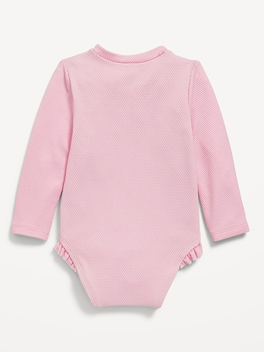 View large product image 2 of 3. Textured Zip-Front Rashguard One-Piece Swimsuit for Baby