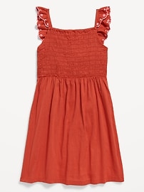 View large product image 3 of 3. Sleeveless Fit and Flare Smocked Dress for Girls