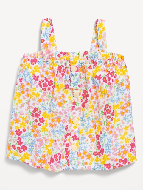 Sleeveless Button-Front Top for Toddler Girls