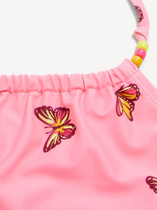View large product image 2 of 2. Printed Beaded Halter Bikini Swim Set for Girls