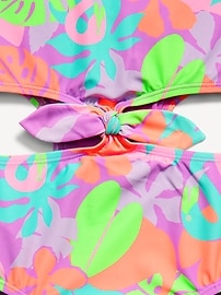 View large product image 3 of 3. Printed Side Cutout Tie-Knot One-Piece Swimsuit for Girls