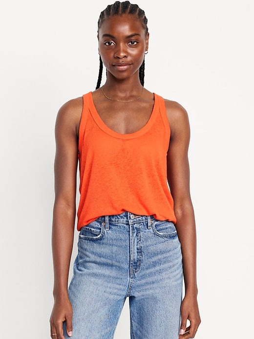 Image number 1 showing, Sleeveless Linen-Blend Top