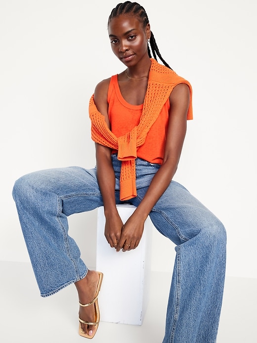 Image number 3 showing, Sleeveless Linen-Blend Top