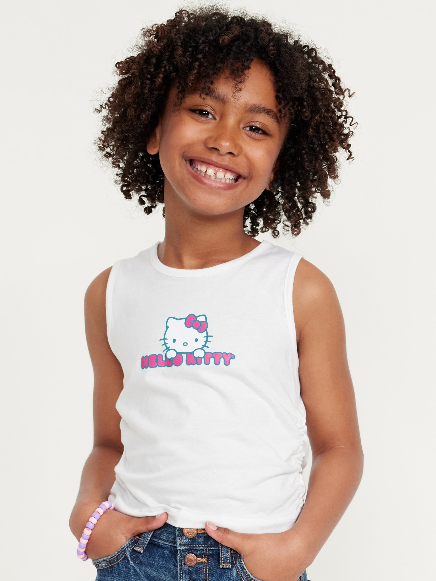 Side-Ruched Licensed Graphic Tank Top for Girls Hot Deal