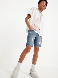 View large product image 3 of 5. Knee Length 360° Stretch Pull-On Jean Shorts for Boys