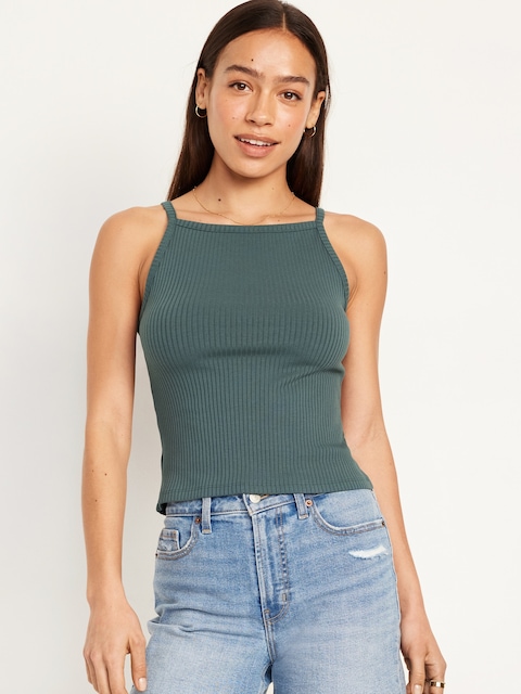 Rib-Knit Cami Tank Top - Jade Shadow