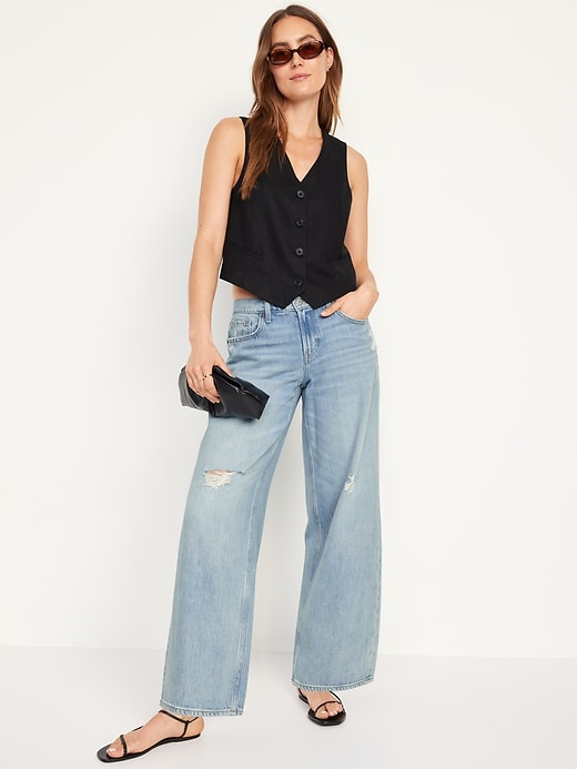 Image number 3 showing, Low-Rise Baggy Wide-Leg Jeans