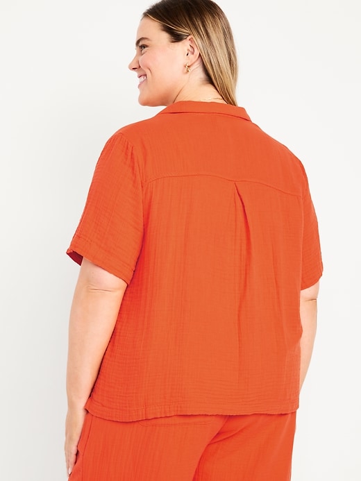 Image number 8 showing, Crinkle Gauze Button-Down Top
