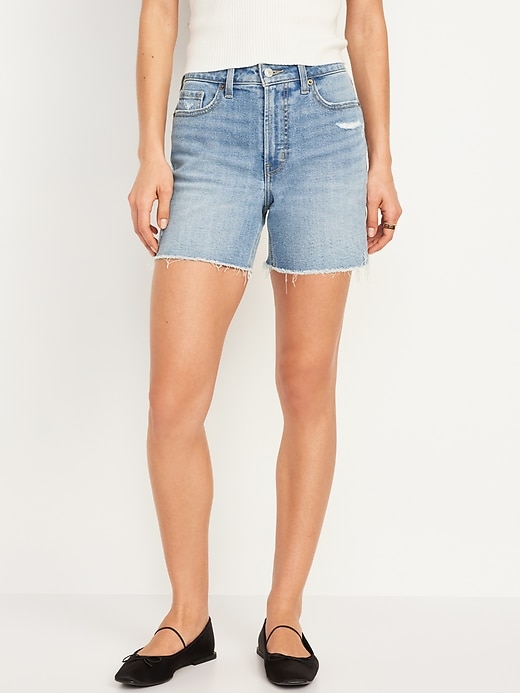 Image number 1 showing, High-Waisted OG Jean Shorts -- 5-inch inseam