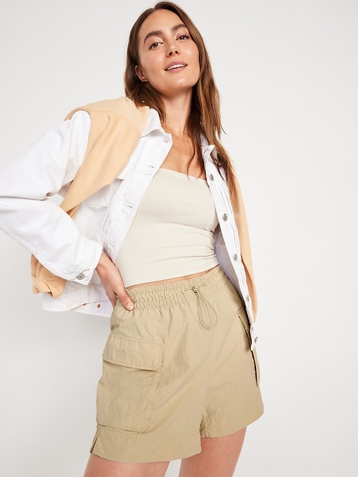 Image number 3 showing, High-Waisted Cargo Utility Shorts -- 5-inch inseam