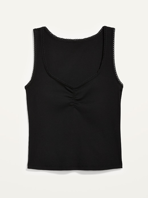 Image number 4 showing, Cinched Rib-Knit Crop Tank Top