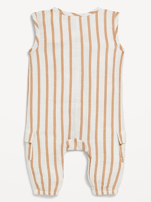 View large product image 2 of 2. Sleeveless Henley Pocket One-Piece Jumpsuit for Baby