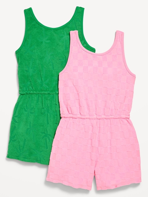 View large product image 2 of 2. Sleeveless Terry Cinched-Waist Romper 2-Pack for Girls