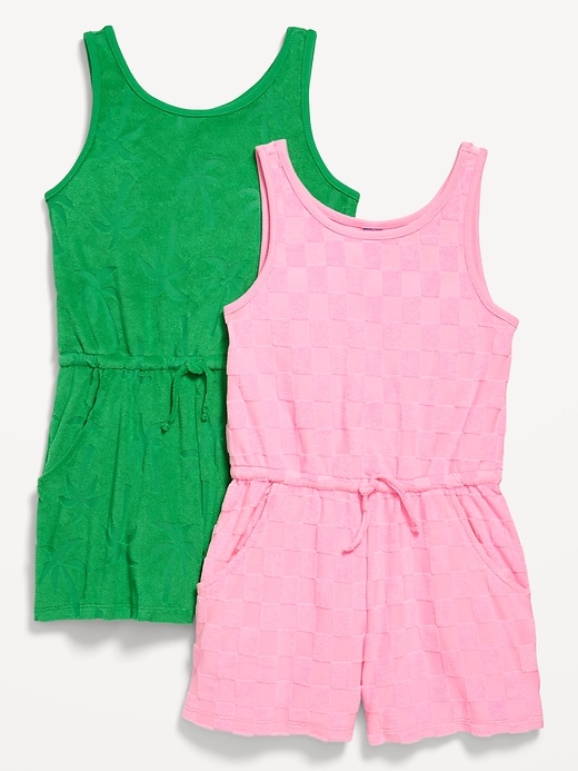 View large product image 1 of 2. Sleeveless Terry Cinched-Waist Romper 2-Pack for Girls