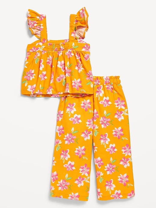 View large product image 2 of 4. Sleeveless Linen-Blend Top and Wide-Leg Pants Set for Toddler Girls