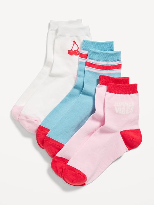 View large product image 1 of 1. Novelty Quarter Crew Socks 3-Pack