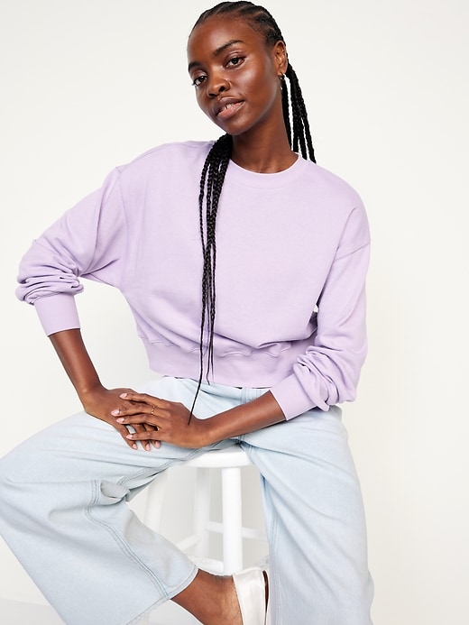 Image number 3 showing, Drop-Shoulder Crop Sweatshirt