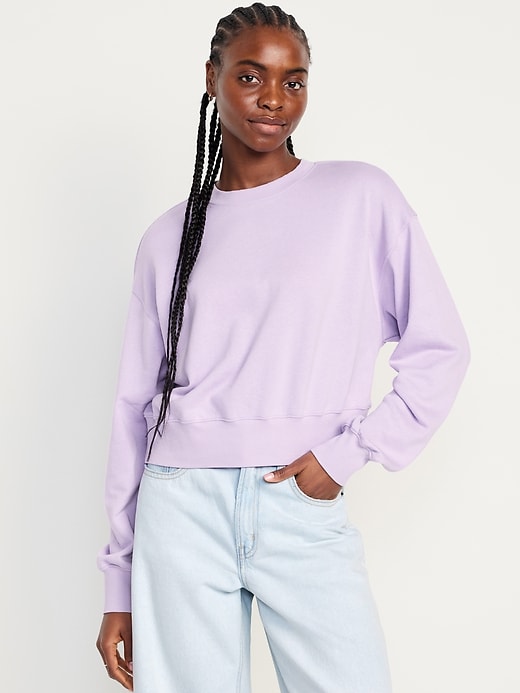 Image number 1 showing, Drop-Shoulder Crop Sweatshirt