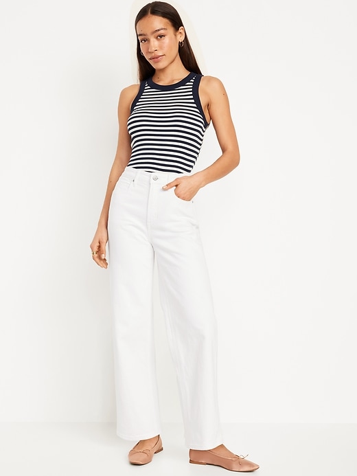 Image number 1 showing, Extra High-Waisted Wide-Leg Crop Jeans