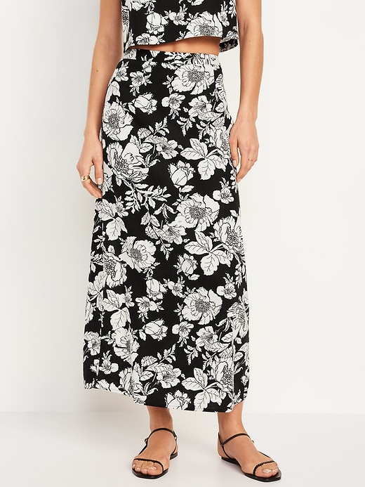 Image number 1 showing, High-Waisted Linen-Blend Maxi Skirt