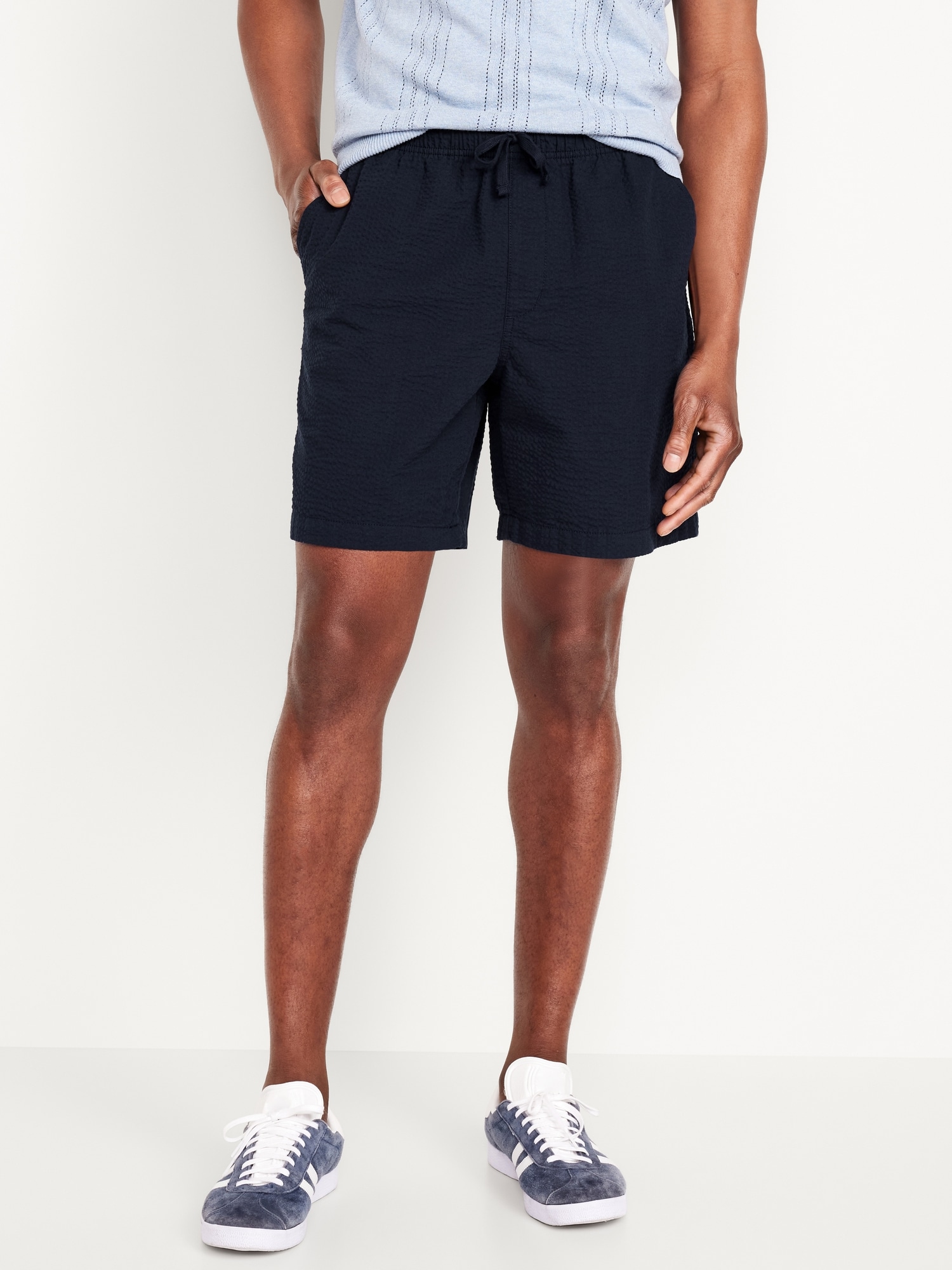 Seersucker Jogger Shorts - 7-inch inseam