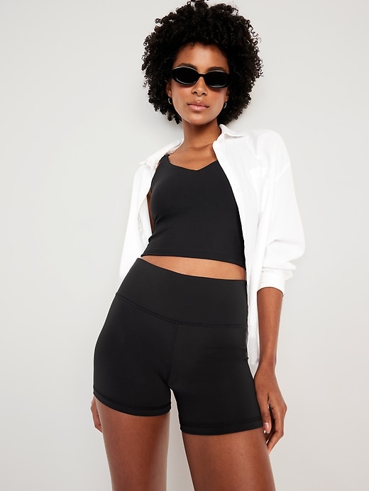 Image number 3 showing, High-Waisted PowerSoft Biker Shorts -- 4-inch inseam