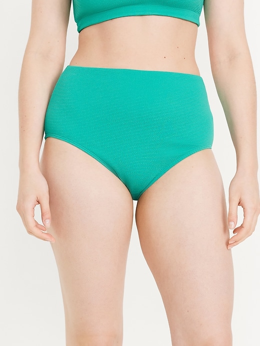 Image number 5 showing, High-Waisted French-Cut Puckered Bikini Swim Bottoms