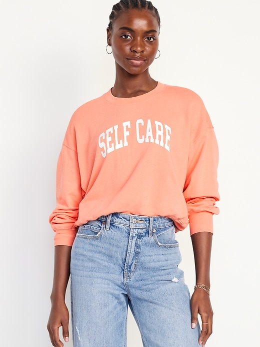 Image number 1 showing, Drop-Shoulder Crop Sweatshirt